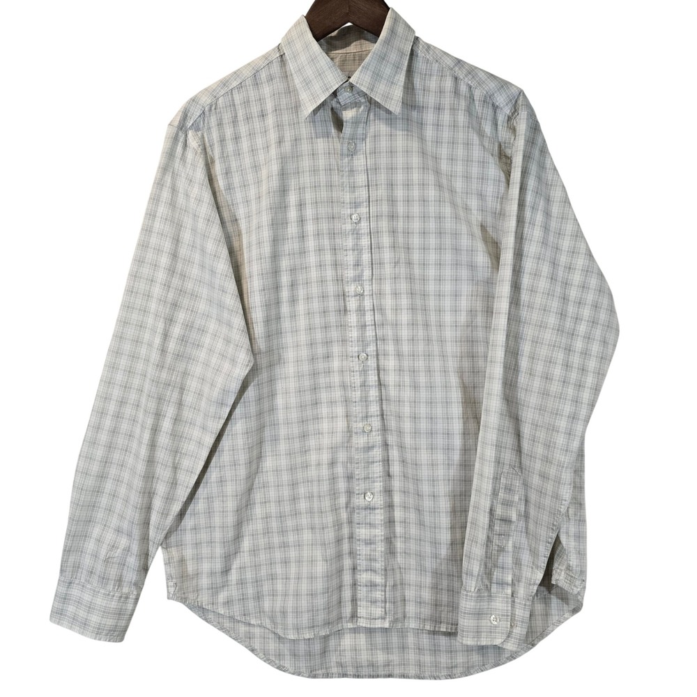 DE FURSAC Men's 16 Plaid Long Sleeve‎ Button Down Dress Shirt 100% Cotton